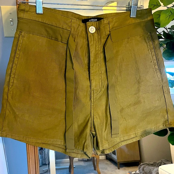 HUDSON Jeans Paperbag Shorts | Green Moss | Size 24 | NWOT - Picture 7 of 8